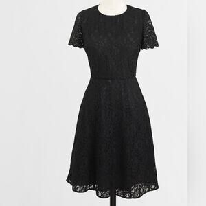 UEC J. CREW BLACK FLORAL LACE FIT & FLARE DRESS SZ 10